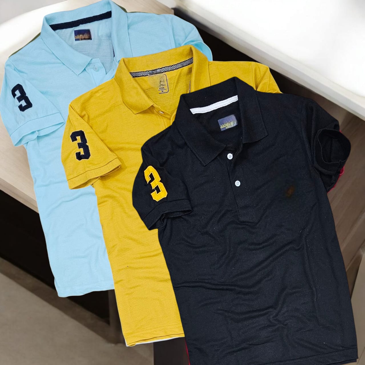 Polo Neck T-Shirt for Men (Pack of 3) (Yellow, Black, Sky Blue)