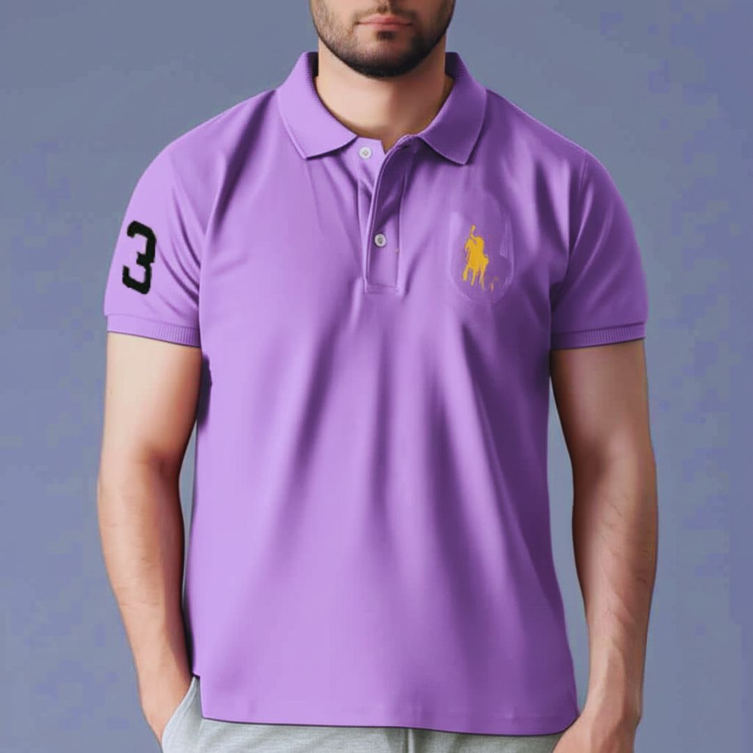 Polo Neck T-Shirt for Men (Pack of 3) (Navy Blue, Pink, Light Purple)