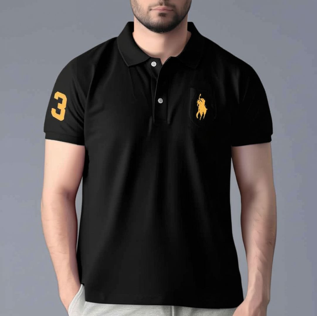 Polo Neck T-Shirt for Men (Pack of 3) (Sky Blue, Black, Light Purple)
