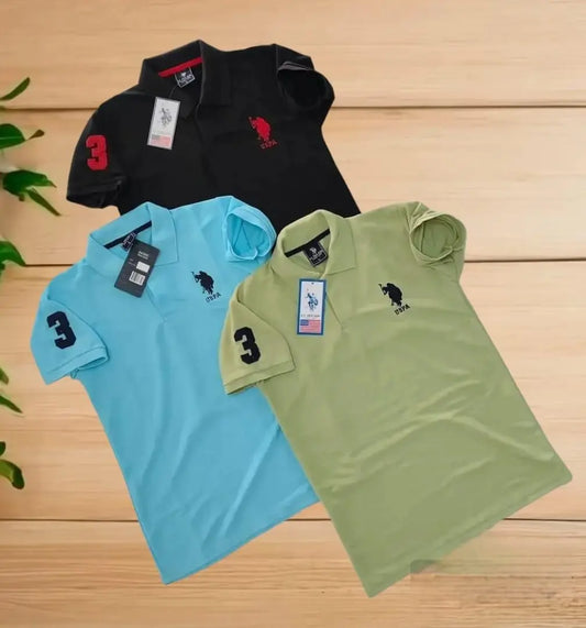 Mens Polo T-Shirts Regular Fit Half Sleeves Combo Pack Of - 3 (Blue, Black, Green)