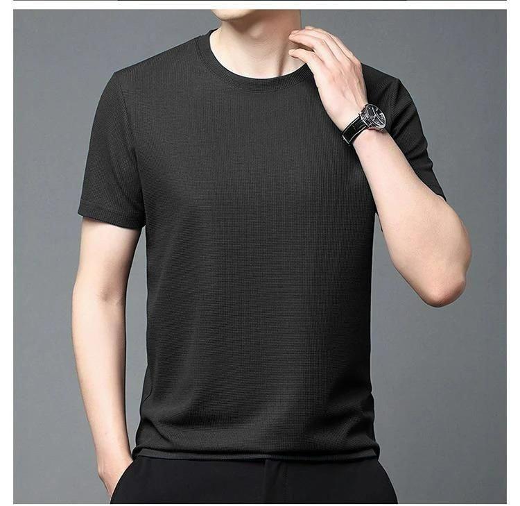 Stretchable Solid Half Sleeves Mens Round Neck T-Shirt Pack Of 5