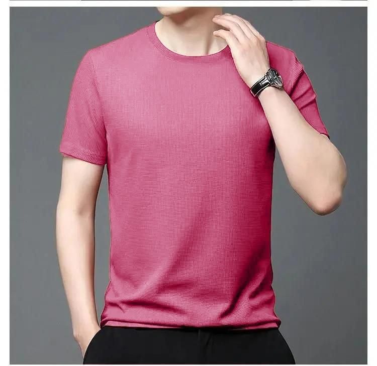 Stretchable Solid Half Sleeves Mens Round Neck T-Shirt Pack Of 5